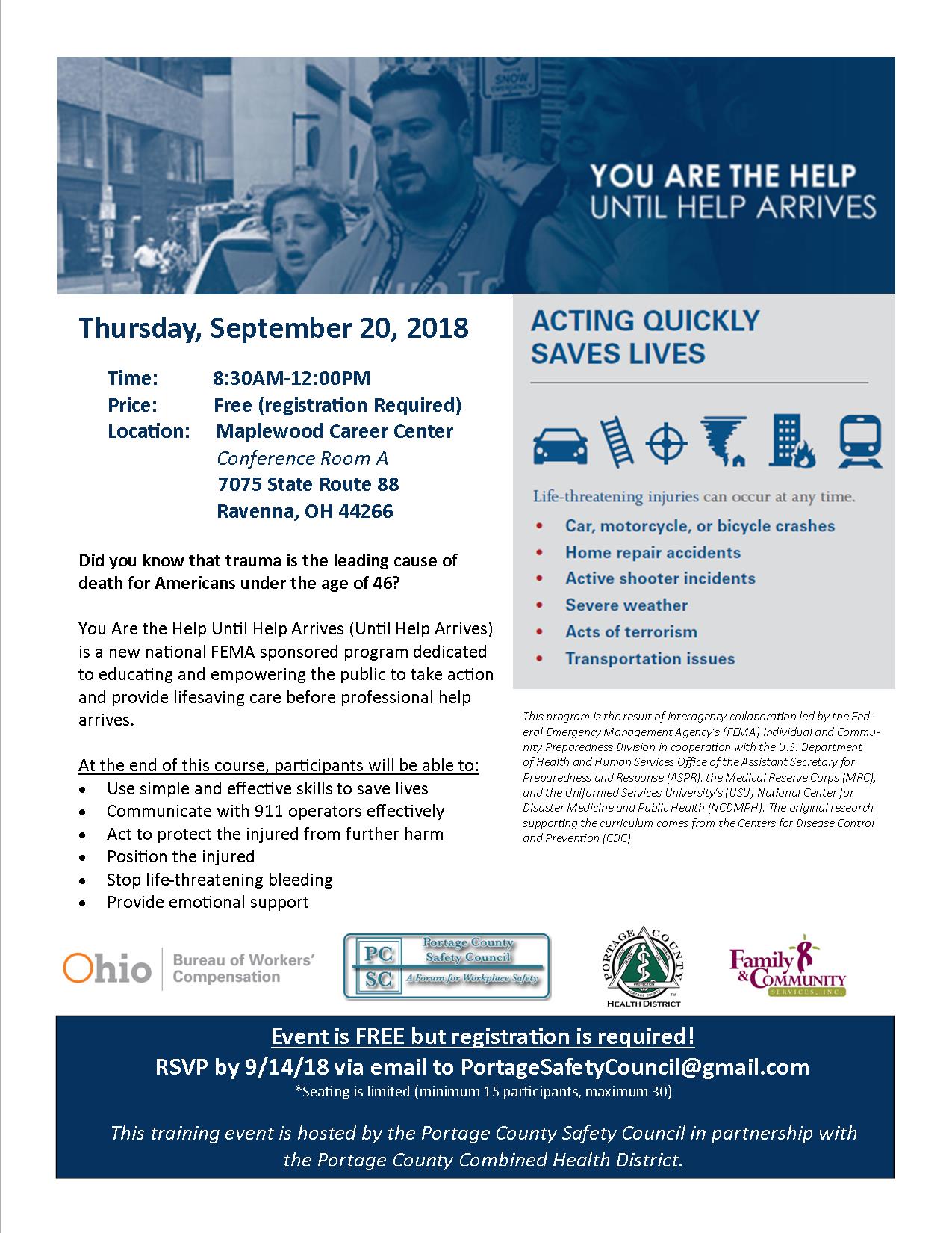 Until Help Arrives Flyer - Sept 20, 2018